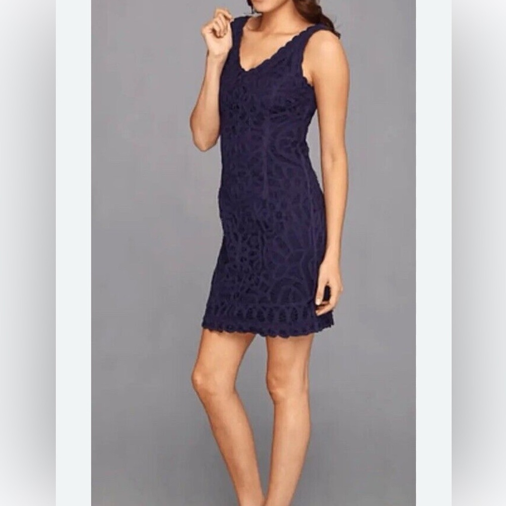 Lilly Pulitzer Navy Scalloped Lace Mini Dress